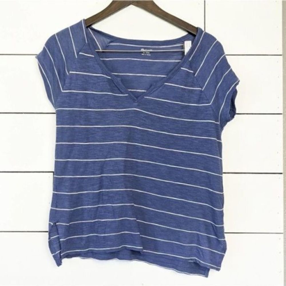 Madewell Blue and White Stripped Short Sleeve Top